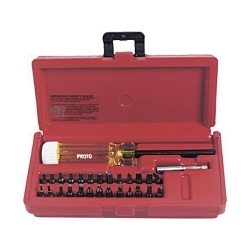 Proto® J61929 Magnetic Screwdriver Bit Set, Imperial, 28 Pieces, S2 Steel, Polished Chrome
