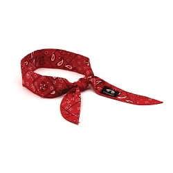 Pyramex® CNB12PKR Evaporative Non-Rated Cooling Beaded Bandana, Universal, Red Paisley, Polymer Crystal