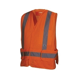 Pyramex® RCA2520SEX2 RCA25SE Lightweight Non-FR Self-Extinguishing Safety Vest, 2XL to 5XL, Hi-Viz Orange, 105 gsm Polyester Mesh, Hook and Loop Closure, 3 Pockets, ANSI Class: Class 2, Specifications Met: ANSI/ISEA 107-2015 Type R, CSA Z96-15