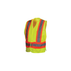 Pyramex® RCA2710M Lightweight Safety Vest, M to XL, Hi-Viz Lime, 105 gsm Polyester Mesh, Hook and Loop Closure, 3 Pockets, ANSI Class: Class 2, Specifications Met: ANSI/ISEA 107-2015 Type R, CSA Z96-15