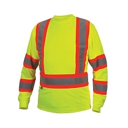 Pyramex® RCLTS3110L RCLTS31 Series Lightweight Long Sleeve T-Shirt, L, Hi-Viz Lime, Polyester
