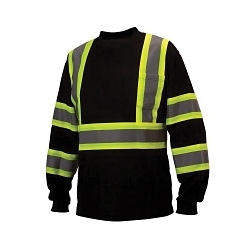 Pyramex® RCLTS3111L RCLTS31 Series Lightweight Long Sleeve T-Shirt, L, Hi-Viz Black, Polyester