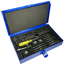 Cle-Line® C67284 650 Hexagonal Standard Die Set, 10 Pieces, 1/4-20 to 1/2-20, UNC/UNF Thread, Carbon Steel, Bright