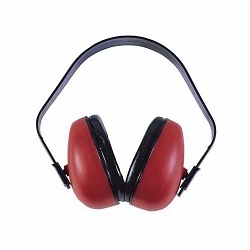 Radians® Def-Guard™ DF0310HC Defender Earmuffs, 23 dB Noise Reduction, Black/Red, Band Position