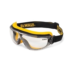 DeWALT® DPG84-13D DPG84 Protective Eyewear, Anti-Fog/Anti-Scratch Clear Lens Polycarbonate Lens, Yes UV Protection, Cloth Strap, ANSI Z87.1