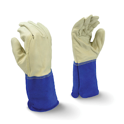 Radians® RWG6210L RWG6210 Regular Grain TIG Welding Gloves, Gray/Blue, Gauntlet Cuff