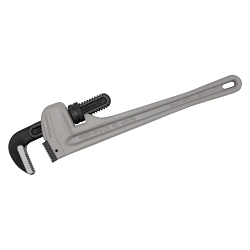 Reed 02097 Heavy Duty Straight Pipe Wrench, 1/4 to 2-1/2 in Pipe, 18 in OAL, Hook and Heel Jaw, Titanium Aluminum Alloy Handle