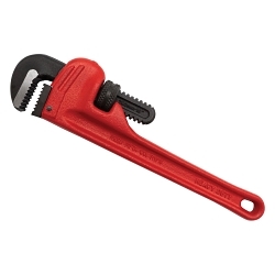 Reed 02130 Heavy Duty Straight Pipe Wrench, 1/8 to 1-1/2 in Pipe, 10 in OAL, Heel Jaw, Ductile Iron Handle