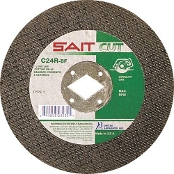 United Abrasives-SAIT 23223 Type 1 Burr Free Portable Saw Cut-Off Wheel, 6-1/2 in Dia x 3/32 in THK, 5/8 in Center Hole, C24R Grit, Silicon Carbide Abrasive