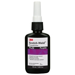 Scotch-Weld™ 7100039159 TL22 Anaerobic Threadlocker, 50 mL Bottle, Liquid Form, Purple