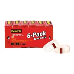 Scotch® 7010303566 600 Transparent Tape, 1 in L 3/4 in W, Transparent