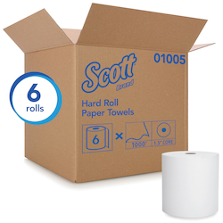 Scott® 01005 Essential™ High Capacity Hard Roll Towel, 1 Plys, Paper, White, 8 in W