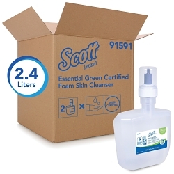 Scott® 91591 Dye Free Luxury Foam Skin Cleanser, 1.2 L, Cassette, Liquid, Unscented, Clear Glass