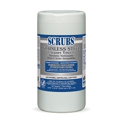 SCRUBS® 91930 Cleaner Wipe, 10-1/2 in W, 30 Wipes Capacity, Stainless Steel, White/Yellow