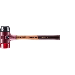 Halder 3026.060, Simplex Mallet with Black Rubber & Red Plastic Inserts, Cast Iron Housing & Wooden Handle