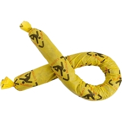 SPC® BrightSorb® High Visibility CH412 Flexible Abrasion/Fire-Resistant SOC Absorbent Sock, 3 in Dia x 4 ft L, 12 gal Absorption, Fluids Absorbed: Chemicals, Low Lint Polypropylene, Black/Red on Yellow