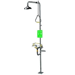 Speakman® SE-622 Combination Emergency Shower With Stainless Steel Bowl Eye/Face Wash, Stainless Steel Shower Head, Floor Mount, Trigger Bar Operation