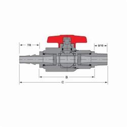 Spears® 1529-002 Lab Ball Valve, 1/4 in Nominal, MNPT x Tube Barb Adapter End Style, PVC Body, EPDM Softgoods, Domestic