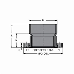 Spears® 354-182F Van Stone Pipe Flange With Steel Ring, 18 x 18.36 in Nominal, PVC, Socket Connection, 300 lb, Domestic