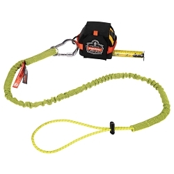 Squids® 19013 3100 Extended Tool Lanyard With Single Action Aluminum Carabiner, 42 to 54 in L Extended, 10 lb Working Load, Choke-Off Loop Connection, Nylon Webbing, Lime