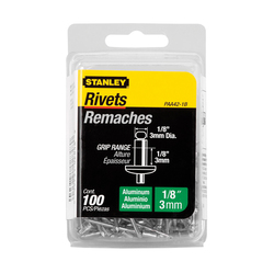 Stanley® PAA42-1B Medium Strength Blind Rivet, 1/8 in Dia, 1/8 in Grip, Button Head, Aluminum