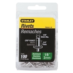 Stanley® PAA44-1B Medium Strength Blind Rivet, 1/8 in Dia, 1-5/8 in L, 1/4 in Grip, Aluminum