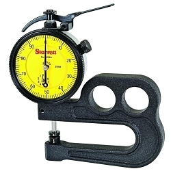 Starrett® 1015MA Portable Dial Hand Gage, 10 mm, Graduations: 0.01 mm, 1/4 in Dia Flat Contact, 63 mm D Throat