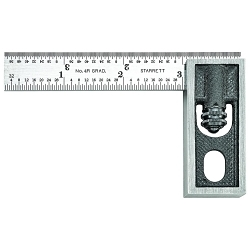 Starrett® 13A Double Square With Hardened Graduated Blade, 4 in L x 1/16 in THK, 4R - Quick-Reading 8ths, 16ths, 32nds, 64ths Graduation, 45/60 deg, 2-9/32 in Tongue, Steel