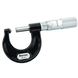 Starrett® 211XP Mechanical Micrometer, 0 to 1 in Measuring, Graduations 0.001 in, Steel, Satin Chrome