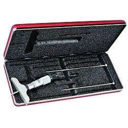 Starrett® 440MZ-75RL Mechanical Depth Micrometer With Padded Case, 0 to 75 mm, Graduations: 0.01 mm