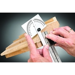 Starrett® C183 W/SLC Non-Reversible Protractor With Standard Letter of Certification, 0 to 180 deg Measuring, 3-3/8 in L, 6 in L x 9/16 in W x 3/64 in THK Blade, Steel