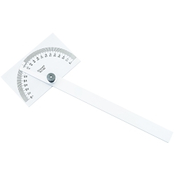 Starrett® C183 Non-Reversible Protractor, 0 to 180 deg Measuring, 3-3/8 in L, 6 in L x 9/16 in W x 3/64 in THK Blade, Steel