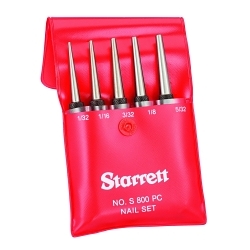 Starrett® S800PC Nail Punch Set, 1/32 to 5/32 in Punch, 5 Pieces