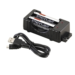 Streamlight® 22010 USB Charger Kit, 2600 mAh Li-Ion Battery, 3-1/2 hr Single Bay, 3-1/2 hr Left Bay Priority, 6-1/2 hr Right Bay Charging, 2 Batteries