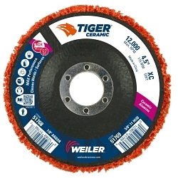 Tiger® 51768 Strip Disc, 4.5 in Dia Disc, Extra Coarse Grade, Ceramic Abrasive, Type 27 Attachment