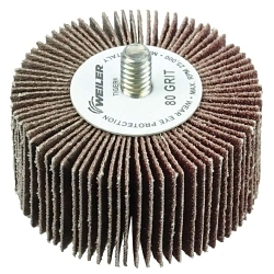 Tiger? 52613 Stem Mount Coated Abrasive Flap Wheel, 2 in Dia Wheel, 1 in W Face, 1/4-20 Dia Shank, 80 Grit, Medium Grade, Aluminum Oxide Abrasive