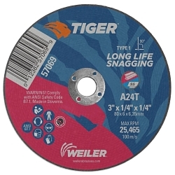 Tiger® AO 57069 Performance Snagging Wheel, 1/4 in THK, Type 1 Shape