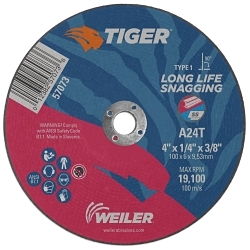 Tiger® AO 57073 Performance Snagging Wheel, 1/4 in THK, Type 1 Shape