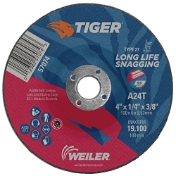 Tiger® AO 57074 Performance Snagging Wheel, 1/4 in THK, Type 27 Shape