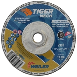 Tiger Pipeline 58066 90 deg Notching Maximum Performance Cutting Wheel, 4-1/2 in Dia 3/32 in THK, 5/8-11 UNC Center Hole, 30 Grit, Ceramic/Zirconia Alumina Abrasive