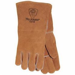 Tillman™ 1010L Standard Stick Welding Gloves, L, Shoulder Split Cowhide Leather/Kevlar® Thread, Russet, Cotton Lining, Slip-On Cuff, 14 in L