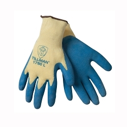 Tillman™ 1760L 1760 Premium Grade General Purpose Gloves, Latex, Blue, Knit Wrist Cuff, Cotton Lining