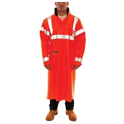 Tingley Eclipse™ C44129.2X Tri-Hazard® Arc Flash Coat, 2XL, Fluorescent Orange/Red, FR PVC on Non-Woven Nomex®, 62 in Chest, Resists: Arc, Flame and Water, ANSI/ISEA 107 Type R Class 3, ASTM F1891/F2733/F1959/F1930