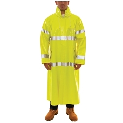 Tingley Comfort-Brite® C53122.2X General Purpose Rain Coat, Unisex, 2XL, Fluorescent Yellow/Green, Polyester/PVC, Resists: Many Acids, Oils, Alcohols, Salts and Alkalies, Flame, Mildew and Water, ASTM D6413