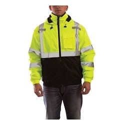 Tingley Bomber II™ J26112.2T Insulated High Visibility Jacket, Black/Green/Fluorescent Yellow, Polyester Shell, 58 in Chest, Resists: Wind and Rain, ANSI/ISEA 107 Type R, Class 3