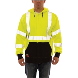Tingley Job Sight FR™ S88122.2X Class 3 Hooded Sweatshirt, 2XL, Fluorescent Yellow/Green, 55% Modacrylic/45% Cotton Blend, 31 in L