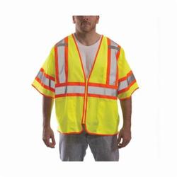 Tingley Job Sight™ V70332.2X-3X 2-Tone Short Sleeved Safety Vest, 2XL to 3XL, Hi-Viz Fluorescent Yellow/Green, Polyester Mesh, Zipper Closure, 4 Pockets, ANSI Class: Class 3, Specifications Met: ANSI/ISEA 107-2015 Type R
