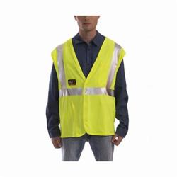 Tingley Job Sight FR™ V81622.2X-3X Safety Vest, 2XL to 3XL, Hi-Viz Fluorescent Yellow/Green, Modacrylic/Cotton Blend, Hook and Loop Closure, 2 Pockets, ANSI Class: Class 2, ASTM F1506, ANSI/ISEA 107 Type R, NFPA 70E/HRC 1