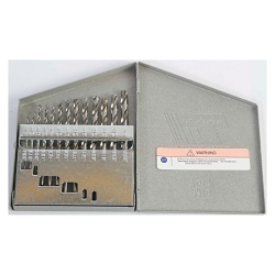 Triumph® 090519 T19 Fractional Drill Bit Set, 1/16 in Min Drill Bit, 1/4 in Max Drill Bit, 118 deg Drill Point Angle, 13 Pieces, HSS, Bright