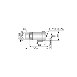 Tungaloy America 3356932 TJS-GJET-C ER Collet Chuck, 1.969 in Dia, C5 Modular Connection, ER11 Collet System, ER11 Chuck, Yes